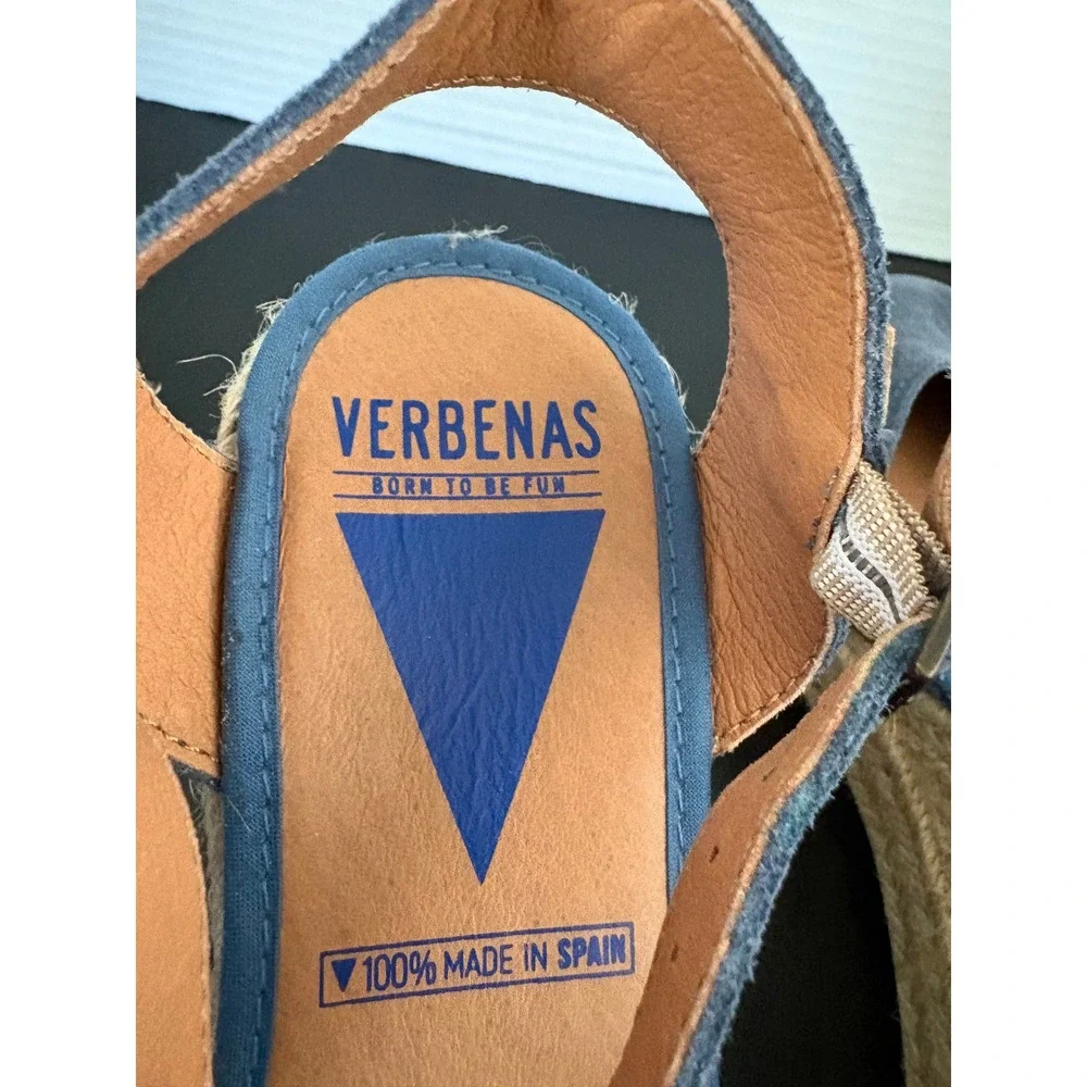 Verbenas Womens Espadrille Wedges Size 9 Blue Suede Platform Ankle Strap Spain - Picture 4 of 15